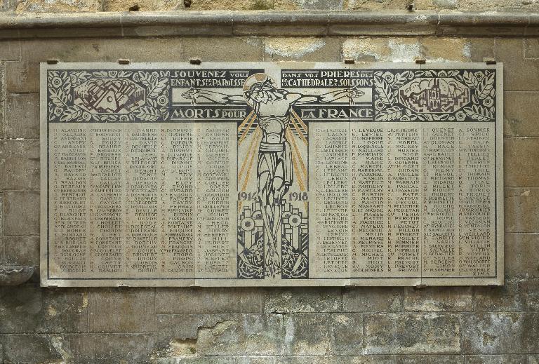 Tableau commémoratif des morts de la paroisse, pendant la guerre de 1914-1918