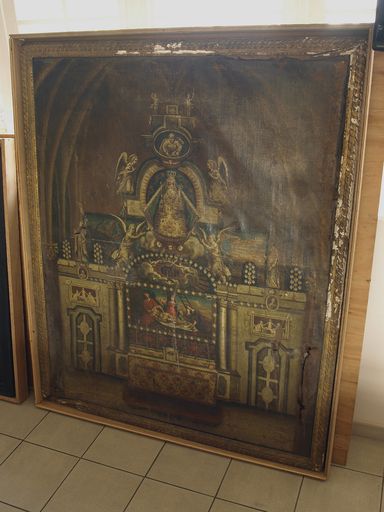 Tableau : Vue du maître-autel et du retable de l'ancienne chapelle Notre-Dame des Miracles