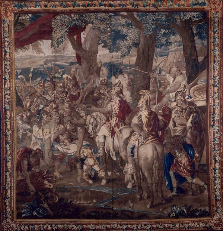 Ensemble de quatre pièces murales : les Batailles d'Alexandre