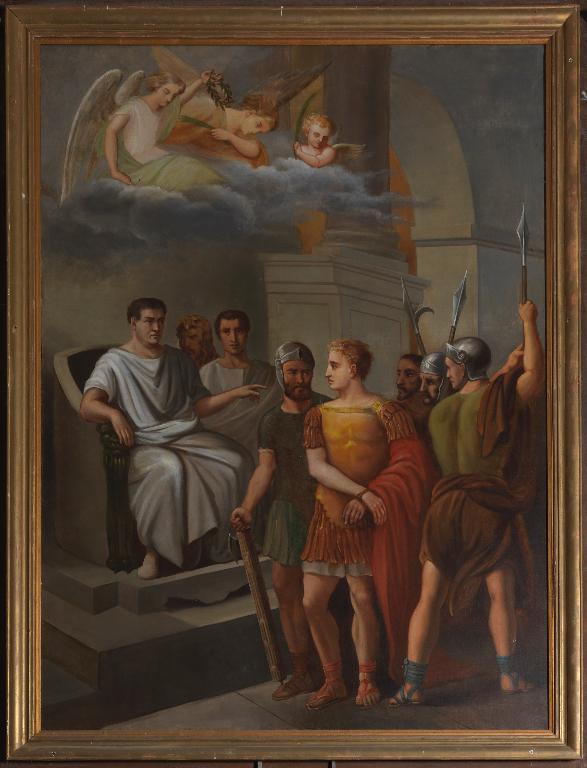 Tableau du retable du maître-autel : l'Arrestation de saint Ferréol par le gouverneur Crispinus