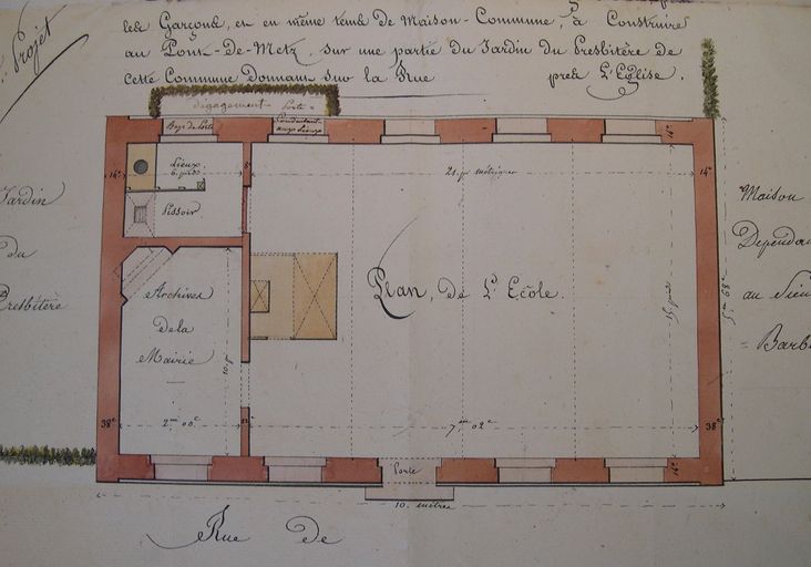 Projet d'école primaire de garçons et mairie à Pont-de-Metz