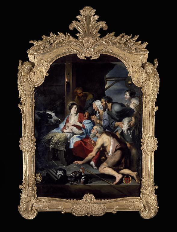 Ancien tableau d'autel : l'Adoration des bergers