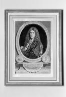Estampe : Portrait à mi-corps de Jean-Baptiste Lully, secrétaire du Roi et surintendant de sa Majesté