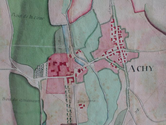 Moulin à blé d'Achy, puis tannerie Lesquandieu, puis scierie Dubus, Bilger, puis Mécabois, devenu logement et entrepôt industriel
