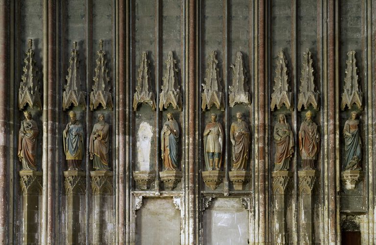 Ensemble de dix statues (décor intérieur) : saints patrons des anciennes paroisses de Saint-Quentin