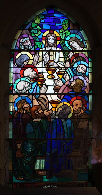 Ensemble de sept verrières figurées : Scènes de de la Vierge et du Christ, Martyre de Saint Edmond, Apothéose de sainte Thérèse de Lisieux (baies 1, 2, 4 à 6, 9 et 10)