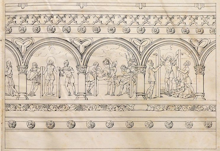 Suite des quinze reliefs (détruits) de la clôture de choeur : Apostolat et martyre de saint Quentin, invention et culte de ses reliques (première série)