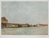 Les anciennes casernes des Douanes en 1882, détruites à partir de 1914, peinture de Jan Lavezarri, reproduction extraite de Berck d'Autrefois (AC Berck).