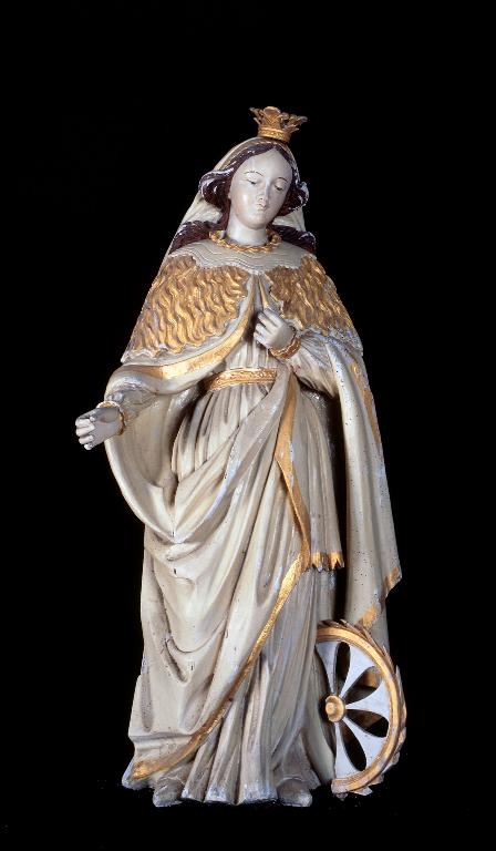 Statue (petite nature) : sainte Catherine