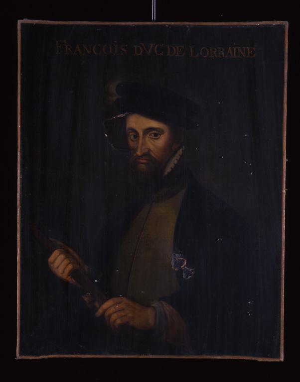 Ensemble de 3 tableaux et leurs cadres : Portrait de Henri Ier de Lorraine, duc de Guise, dit le Balafré, Portrait de François, duc de Lorraine, Portrait d'Henri II de Lorraine, duc de Guise, grand chambellan de France