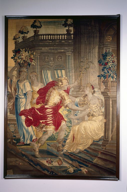 Ensemble de deux tableaux de tapisserie : triomphe de Vénus, triomphe de Mercure