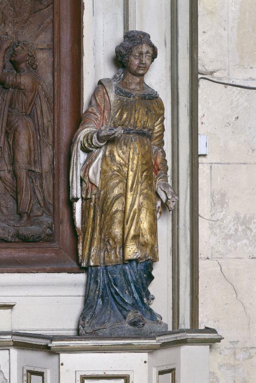 Ensemble de deux statues, en pendant : sainte Catherine d'Alexandrie, sainte Agnès (?)