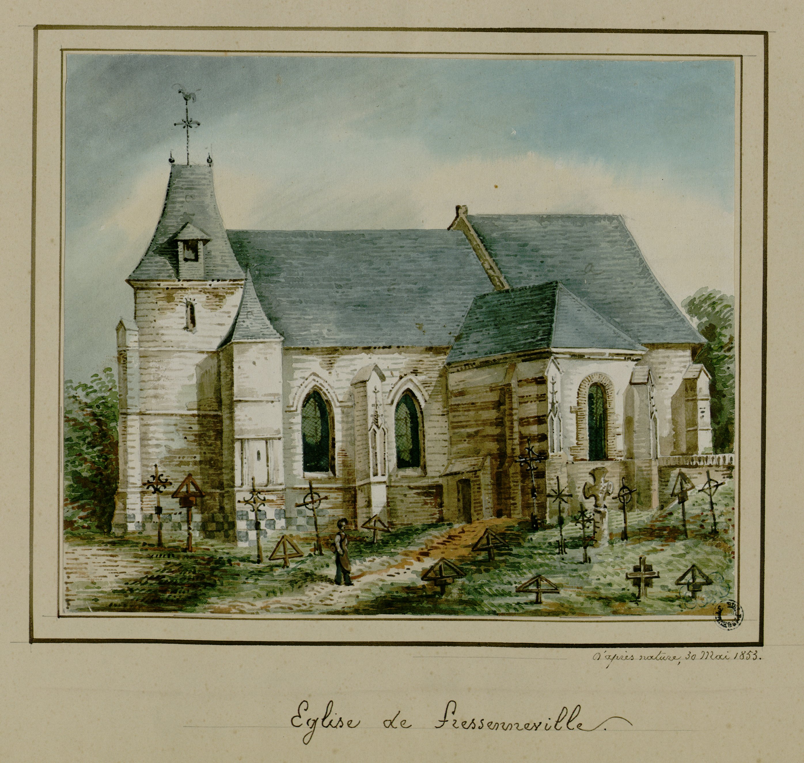 École primaire de Fressenneville (ancienne église paroissiale et cimetière Saint-Quentin)