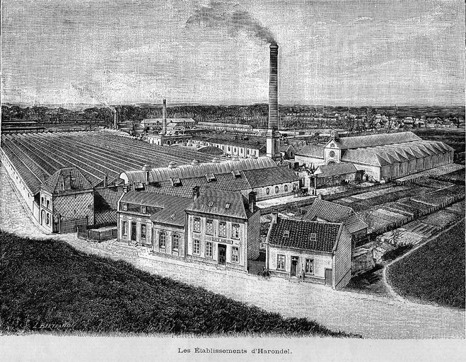 Anciens moulins, puis scierie, devenue filature et tissage de jute Saint Frères à Berteaucourt-les-Dames, dit d'Harondel, puis usine de meubles Sièges de France