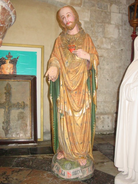 Ensemble de cinq statues : Sacré-Coeur ; sainte Thérèse de Lisieux ; saint Joseph et l'Enfant ; saint François d'Assise ; sainte Elisabeth de Hongrie