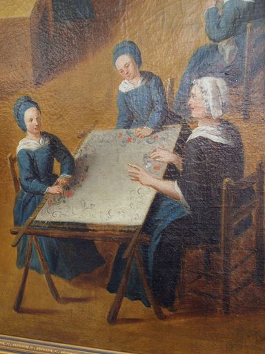 Tableau : Vue de l'atelier de couture de l'hôpital général de Saint-Omer au 18e siècle