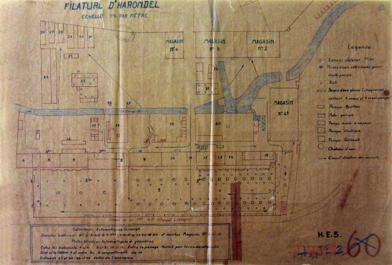 Anciens moulins, puis scierie, devenue filature et tissage de jute Saint Frères à Berteaucourt-les-Dames, dit d'Harondel, puis usine de meubles Sièges de France