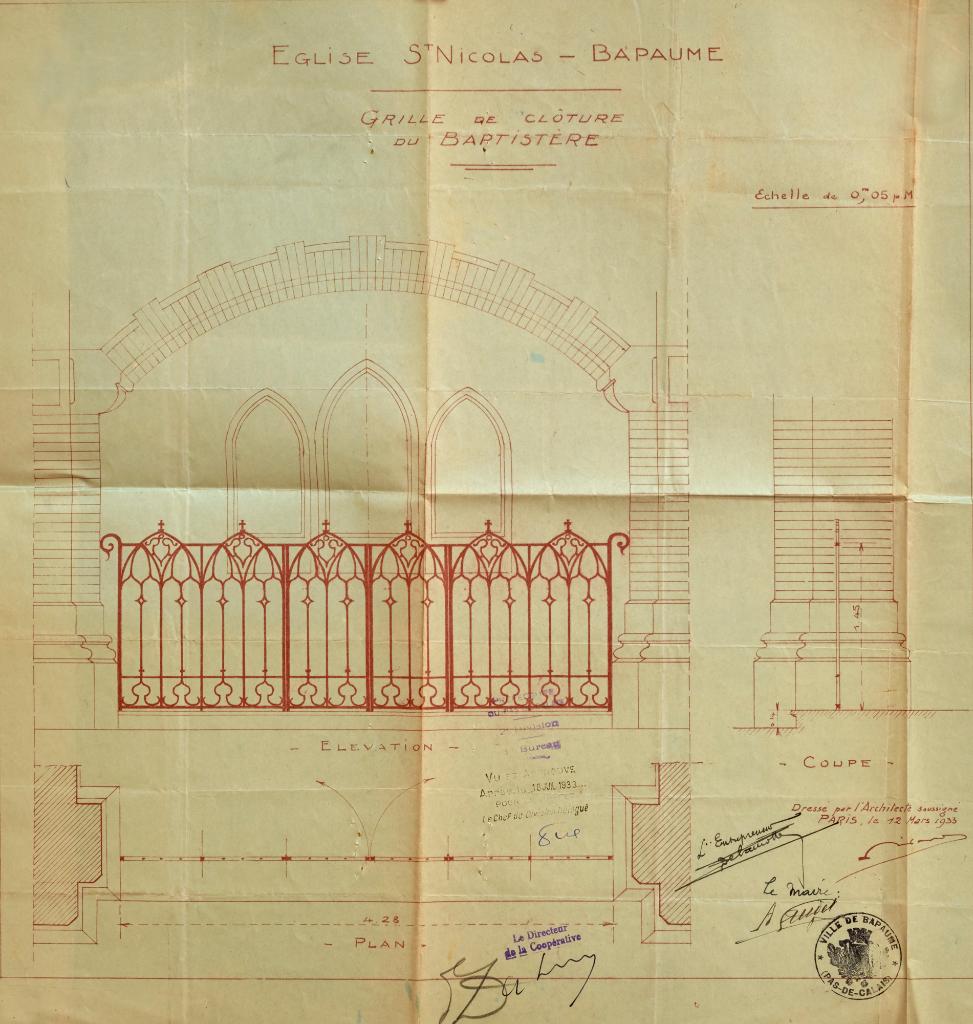 Fonts baptismaux de l'église Saint-Nicolas de Bapaume