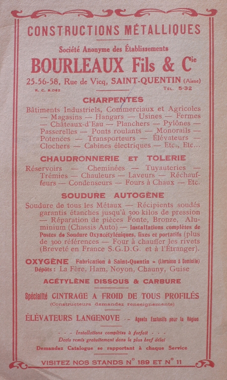 Ancienne usine de chaudronnerie et de construction métallique Bourleaux Fils, puis Construction Industrielle et Travaux en Fer de Saint-Quentin, usine de matériel d'équipement industriel Burton'Steel