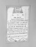 Plaque funéraire de Monseigneur Pierre de Lange