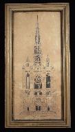 Paire de dessins : Projet d'élévation du portail de la cathédrale