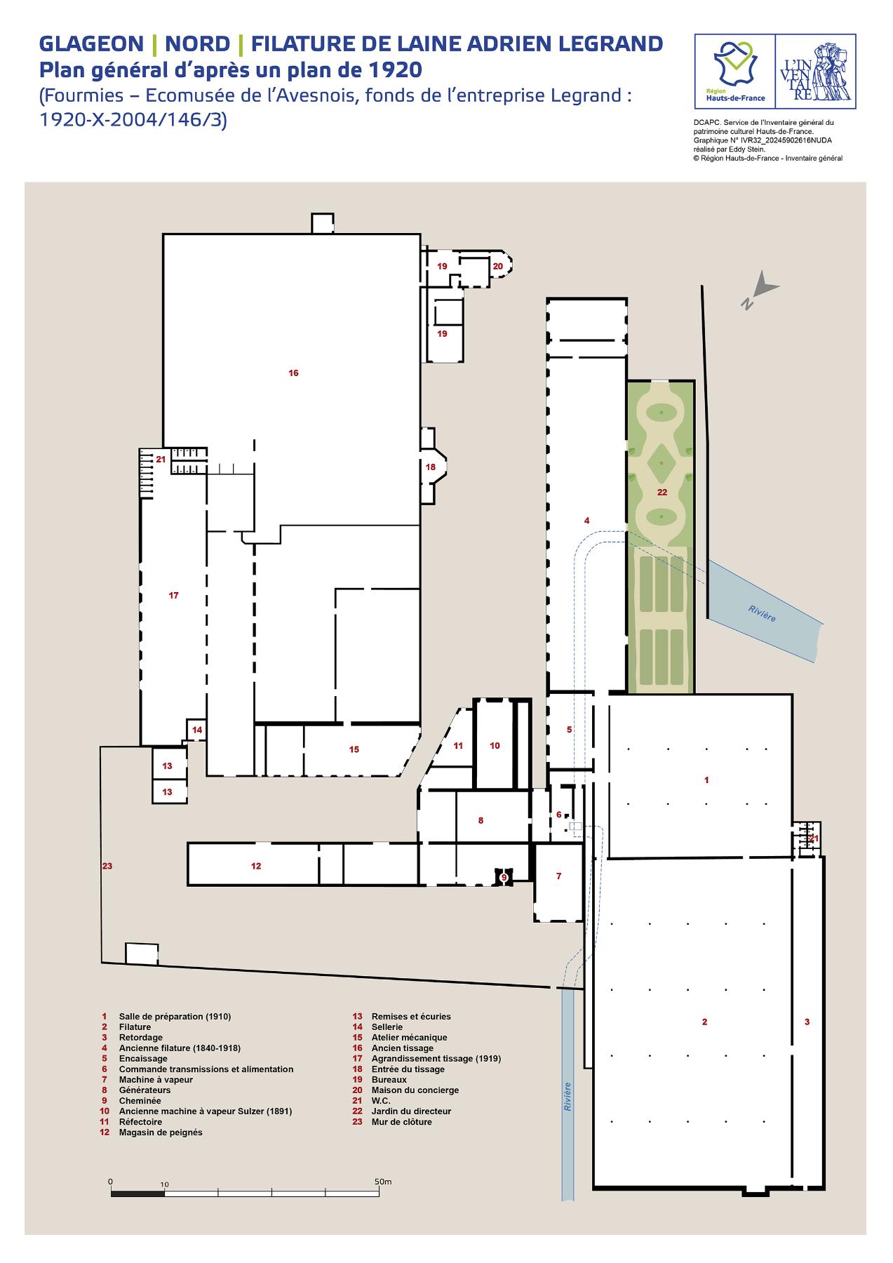 Filature et tissage de laine peignée Théophile Legrand, puis Les fils de Théophile Legrand, puis tissage et usine de construction mécanique Adrien Legrand & Cie, actuellement entrepôt industriel de la communauté d'Emmaüs