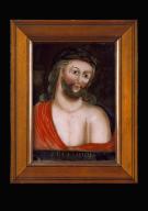 Peinture sous verre et cadre : Christ de douleur dit Ecce Homo
