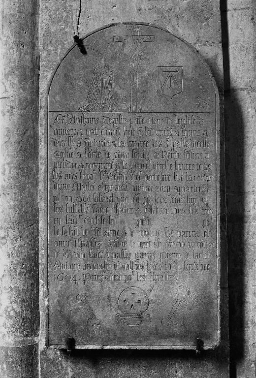 Plaque obituaire d'Antoine Tempeste (Tempête)