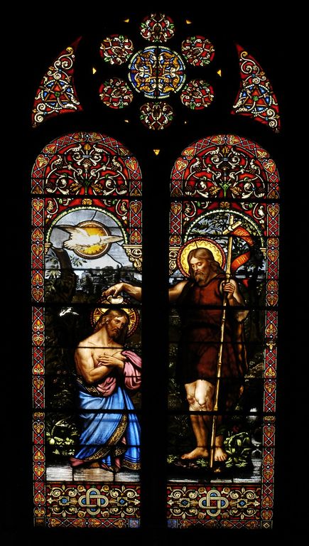 Verrière figurée, dite vitrail tableau (baie 39) : Le Baptême du Christ