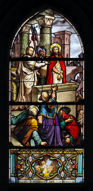 Ensemble des dix verrières figurées des bas-côtés : scènes de la vie du Christ (baies 25 à 34)