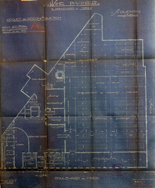 Ancienne filature Saint-Jean, peignage, retorderie et tissage de laine David Frères, puis Pannier et Compagnie, tissage de coton et de guipure de la Société Textile de Saint-Quentin, usine de construction métallique (vestiges)