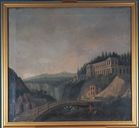 Tableau en dessus-de-porte : Paysage composé avec cascade