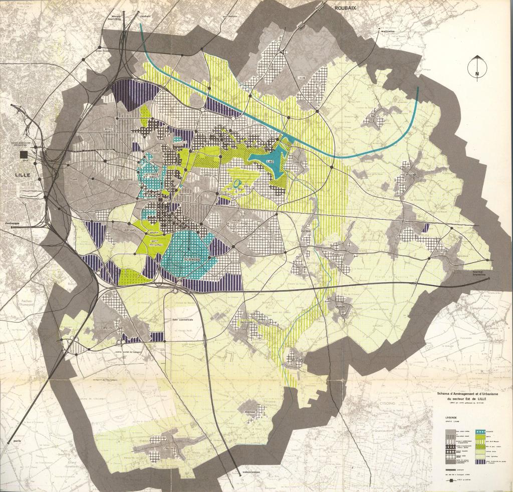 Schéma d'aménagement et d'urbanisme du secteur est de Lille, adopté le 24 avril 1970 (Michel Marot et Jean-Pierre Secq) (AC Villeneuve-d'Ascq ; 12EP58).