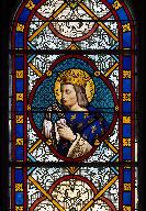 Ensemble de quatre verrières figurées décoratives : sainte Marcelle, sainte Madeleine, saint Félix et Saint Louis (baies 4, 6, 12 et 14)