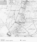 Carte d'enregistrement du repérage des hôtels-maisons : faubourgs. Extrait du P.C.N. 1974, Noyon-Pont-l'Evêque, coupure 4a, 1/2000e.