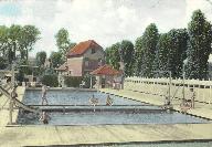La piscine extérieure et les bains-douches, carte postale, vers 1950 (coll. part.).