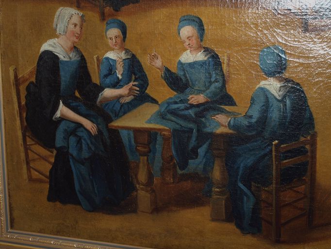 Tableau : Vue de l'atelier de couture de l'hôpital général de Saint-Omer au 18e siècle