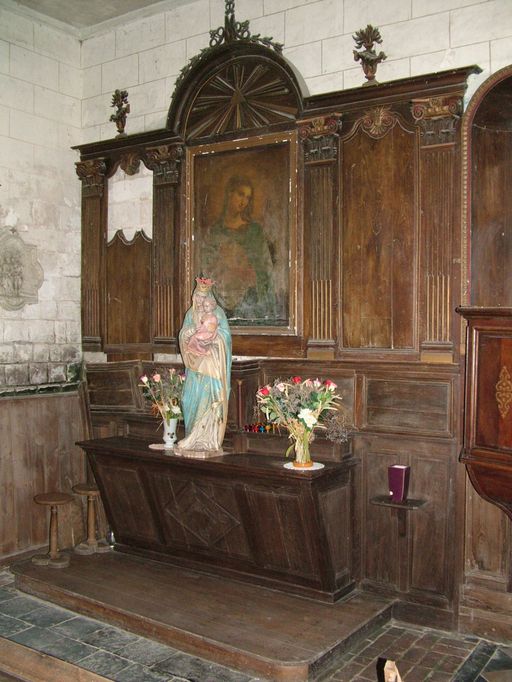 Ensemble des deux autels secondaires de la Vierge et de saint Martin (autels tombeau, gradin d'autel, retable, tabernacle)