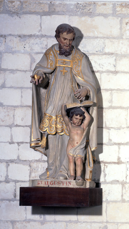 Ensemble de 2 statues (petites natures) : saint Augustin et saint Ambroise