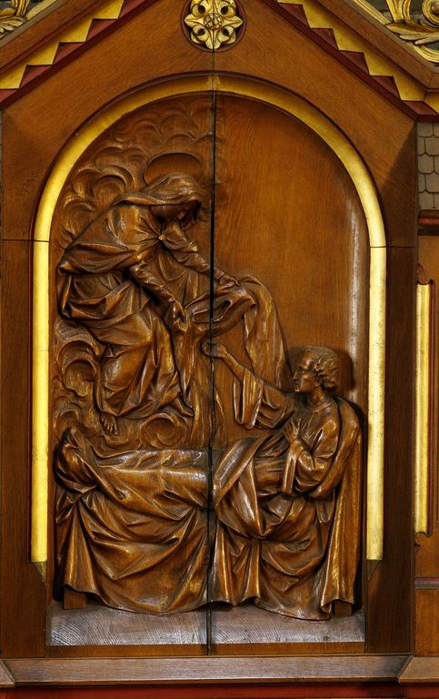 Ensemble de quatre bas-reliefs : Scènes de la vie de la Vierge