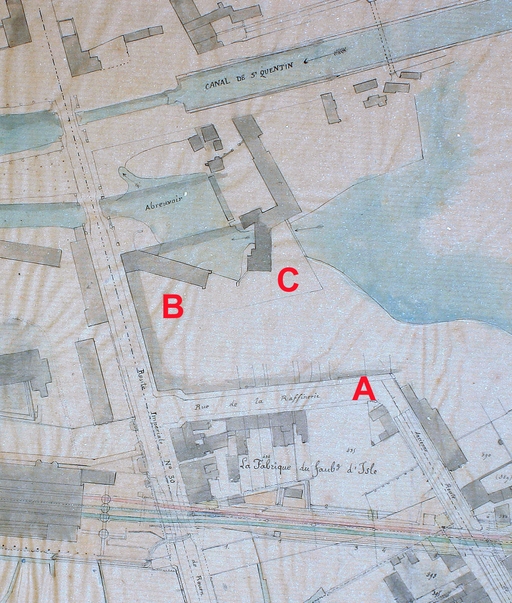 Ancienne buerie d'Isle, filature de coton Samuel Joly et fils, dite Filature Rouge, puis filature et tissage de coton, puis raffinerie de sucre (détruit)