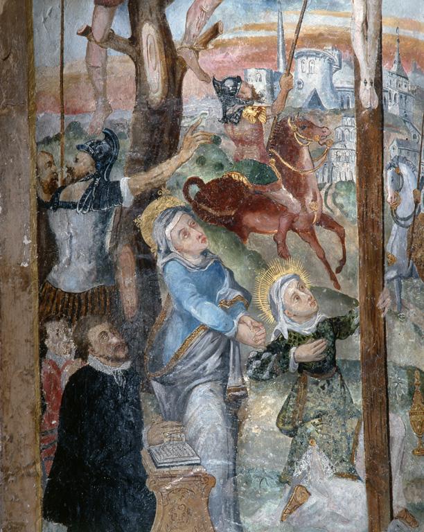 Peinture monumentale : Calvaire avec sainte Marie-Madeleine et deux donateurs