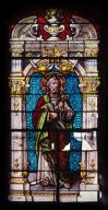 Ensemble de deux verrières figurées décoratives de style néo-Renaissance : saint Pierre, saint Paul