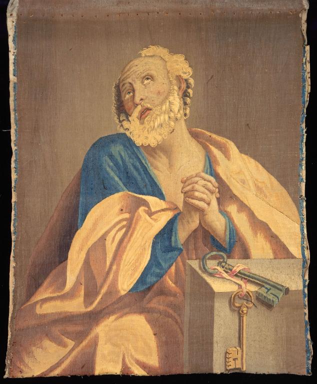 Ensemble de trois tableaux de tapisserie : Saint Pierre et saint Paul