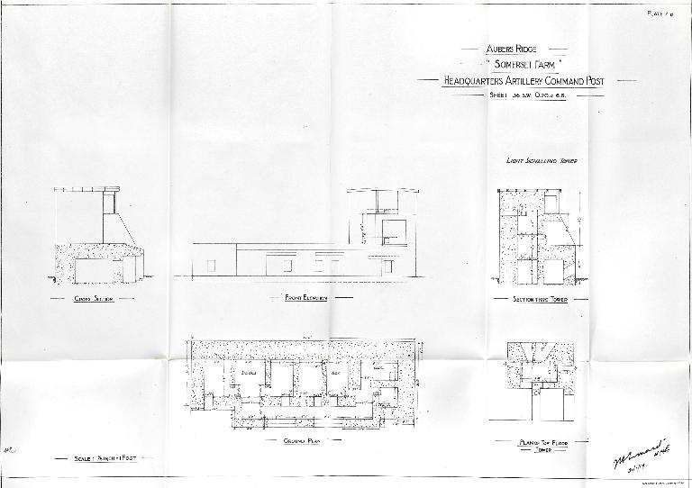 Quartier général de division d'artillerie (casemate de commandement), dit Amberg 1, puis Somerset Farm, puis 173