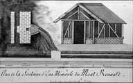 Plan et élévation de la fontaine d'eau minérale du Mont Renault, 1819 (BM Compiègne ; fonds Léré de C. n 58b, f 85).