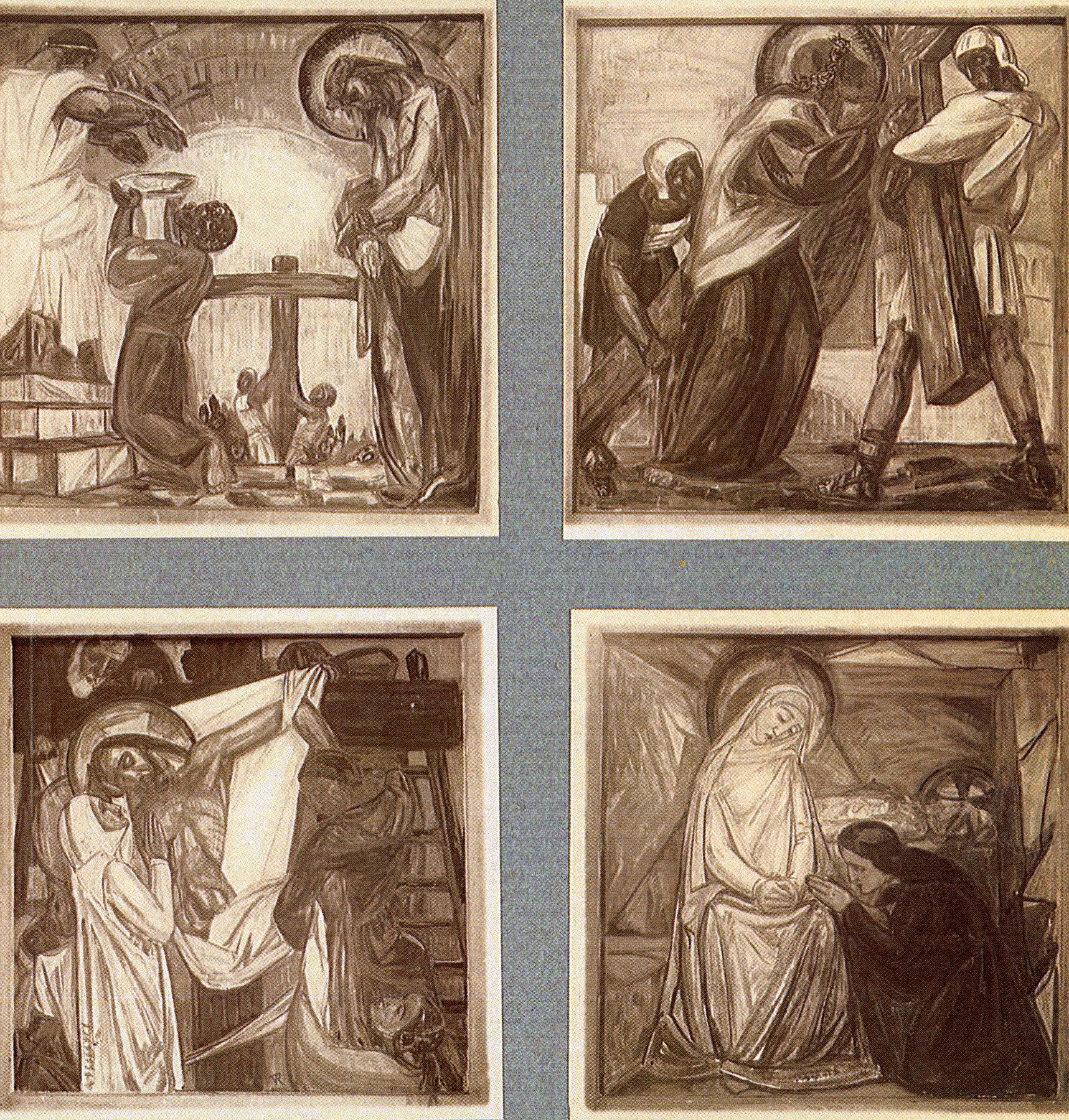 Ensemble de peintures murales de style Art déco