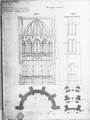 Bras sud du transept, projet de restauration. Plans et élévations, par D. Ramée, 1842.