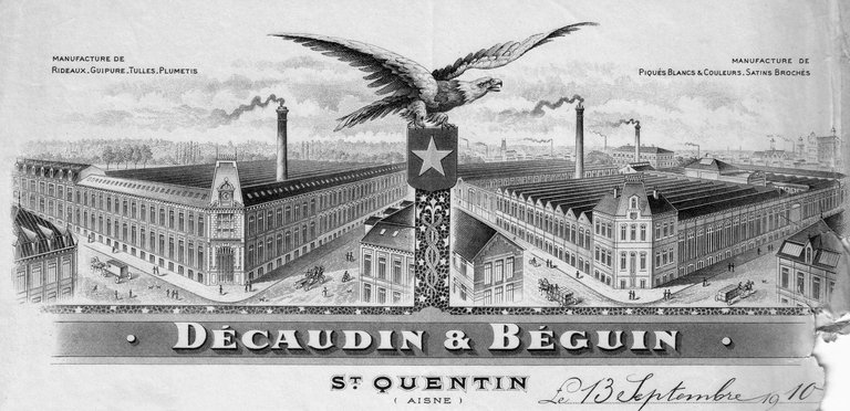 Ancienne passementerie Lebée, tissage de coton Chatelain & Black, usine de Coulaincourt Décaudin & Béguin, puis de La Cotonnière de Saint-Quentin, confection Cotariel, puis imprimerie et magasin