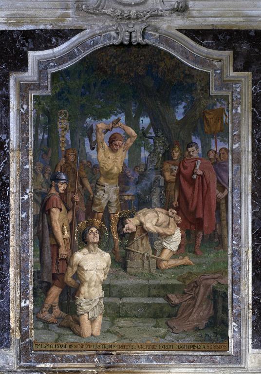 Tableau d'autel : le martyre de saint Crépin et de saint Crépinien